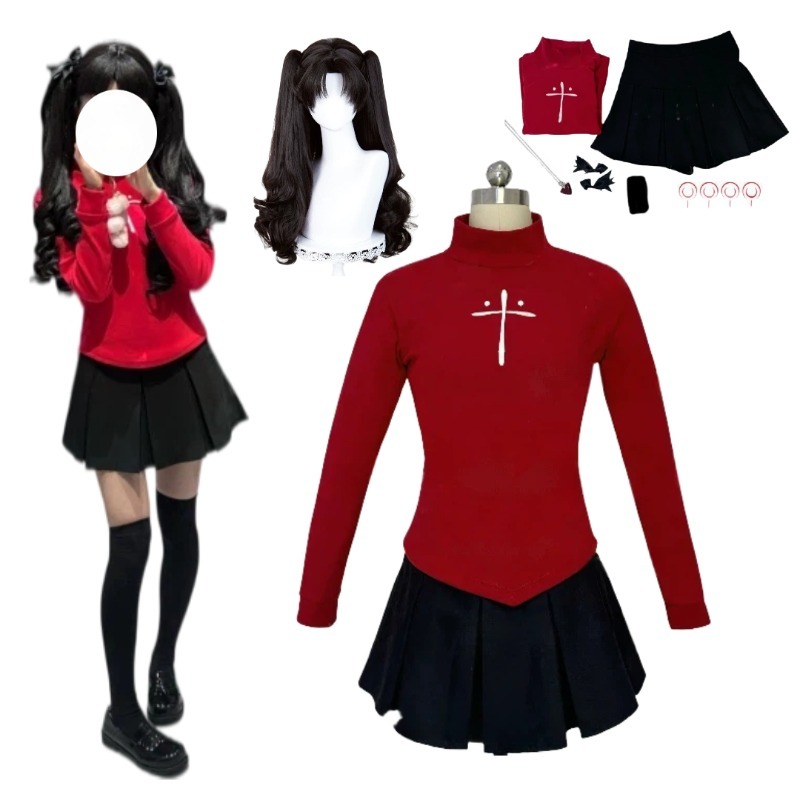 Women'S Red Accessories - Costume de Cosplay Anime Tohsaka Rin,