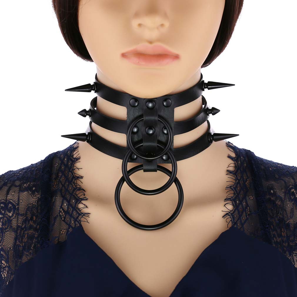 Collier ras du cou en cuir noi - Women'S Emo Accessories avis et prix