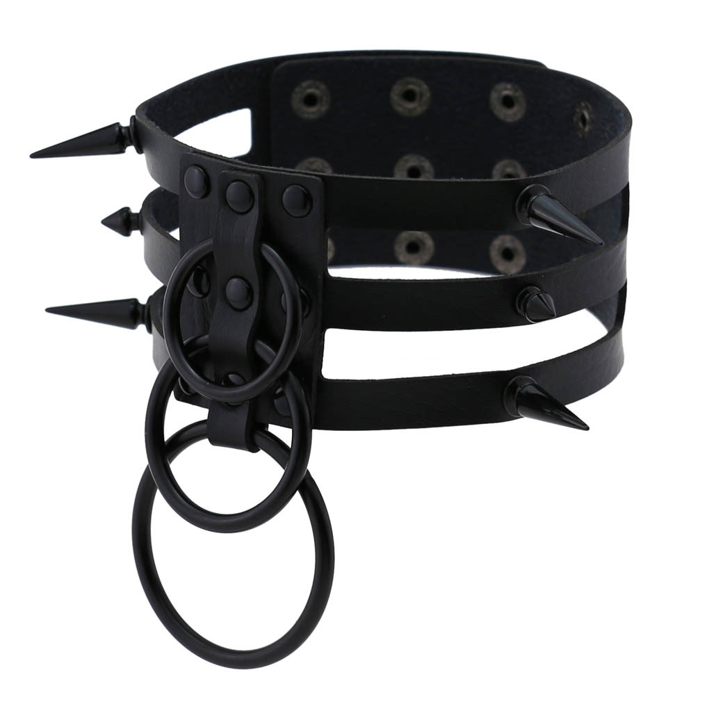Collier ras du cou en cuir noi - Women'S Emo Accessories avis et prix